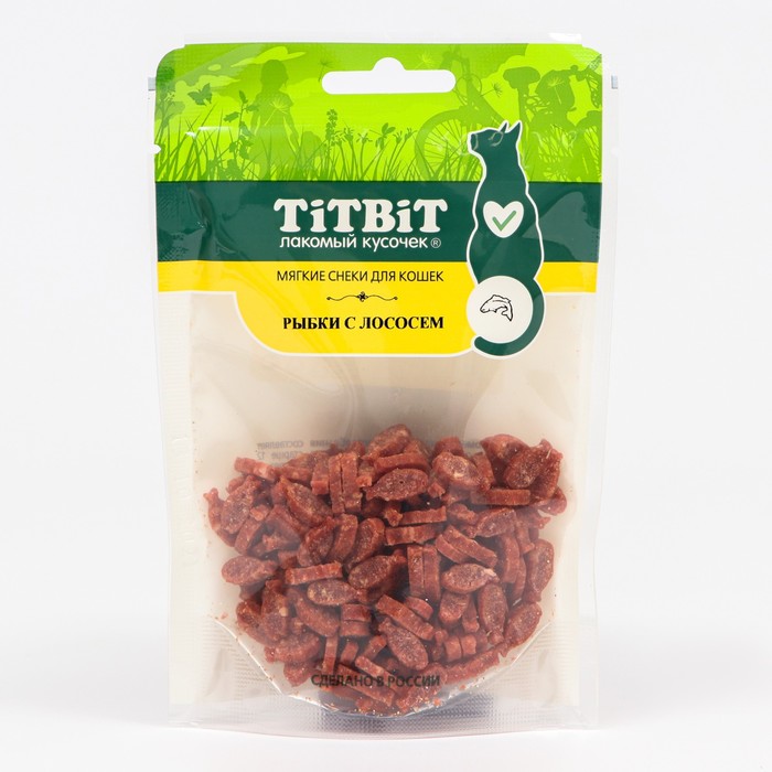 

Мягкие снеки TitBit для кошек, рыбки с лососем, 50 г