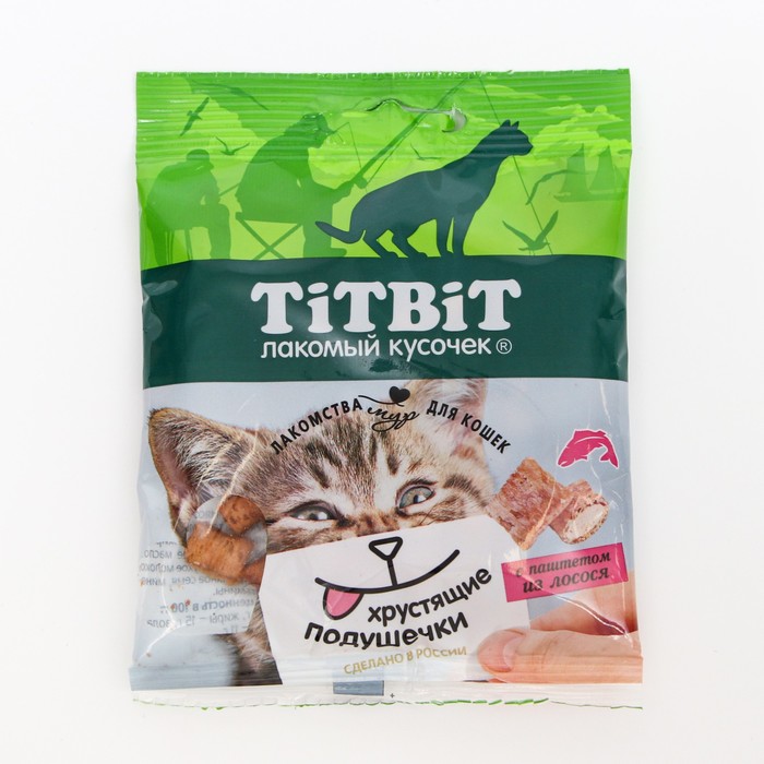 Лакомство для кошек Titbit Хрустящие подушечки, паштет из лосося, 30 г