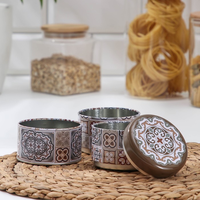 

Банка для сыпучих продуктов «Трио Узор», 16,8×8,5×8,5 см, 3 секции