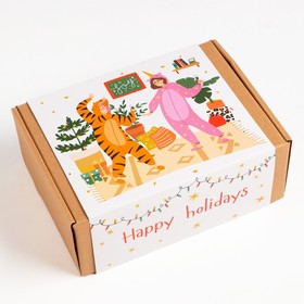 

Новогодний набор подарочный Этель Happy holidays полотенце 30х60 см и аксессуары (4 предм)
