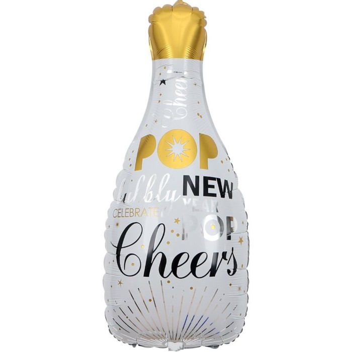 Шар фольгированный 32'' «Бутылка шампанского. Новогодние искры», фигура, 1 шт., цвет белый
