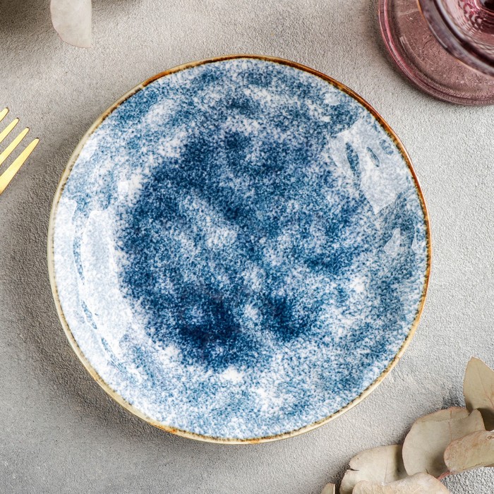 Тарелка керамическая пирожковая «Море», d=15 см, цвет синий тарелка керамическая пирожковая доляна маки d 17 5 см цвет белый