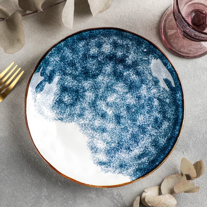 Тарелка керамическая десертная «Море», d=20 см, цвет синий тарелка керамическая десертная бриз d 20 см цвет синий