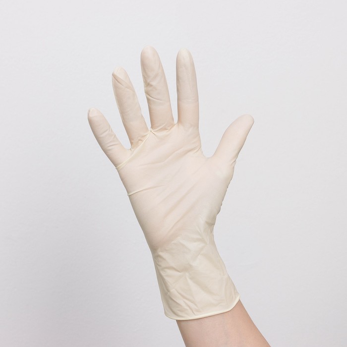 Перчатки латексные смотровые нестерильные, размер S, 100 шт/уп, цена за 1 шт, цвет белый