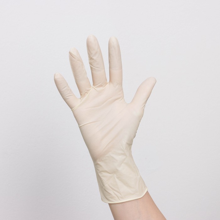 Перчатки латексные смотровые нестерильные, размер XL, 100 шт/уп, цена за 1 шт, цвет белый