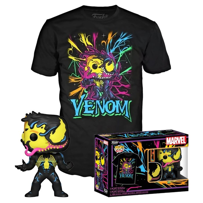 фото Набор из фигурки и футболки marvel venom eddie brock black light l funko