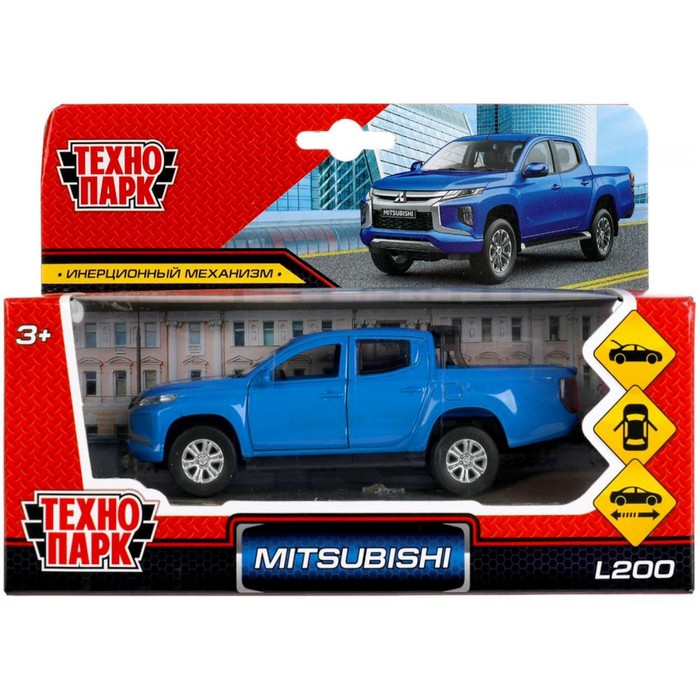

Машина металлическая Mitsubishi L200, 13 см, двери, багаж, инерция, цвет синий