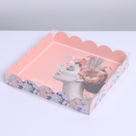 Коробка для кондитерских изделий с PVC крышкой «Живи мечтой», 13 × 13 × 3 см Ош