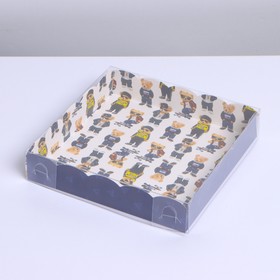 Коробка для кондитерских изделий с PVC крышкой «Мишки», 15 × 15 × 3 см Ош