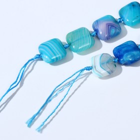 

Бусины на нити квадрат малый через узел "Агат голубой", 35см