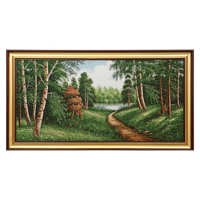 F309-40х80 Картина из гобелена "Тропинка в лесной гуще к речке" (48х87)