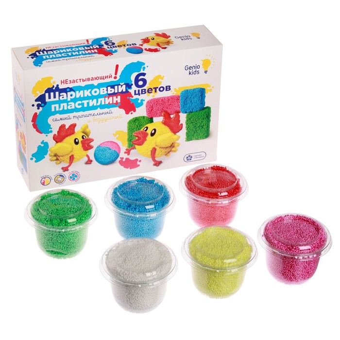 фото Набор для детской лепки «шариковый пластилин 6 цветов незастывающий» ta1805 genio kids