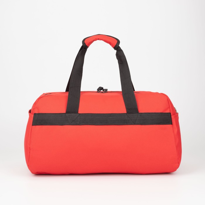 фото Сумка спортивная на молнии, 2 наружных кармана, длинный ремень, цвет красный