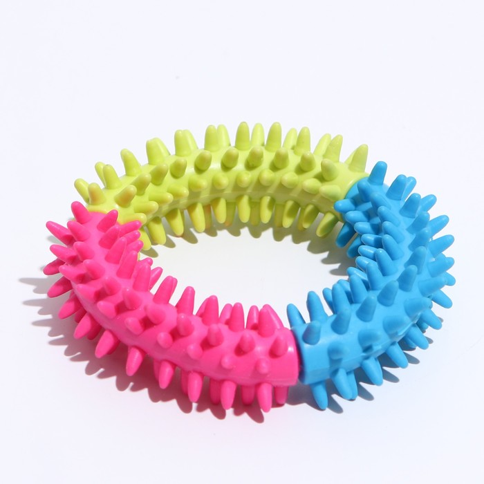 фото Игрушка жевательная для собак "кольцо с шипами", tpr, 11 см, микс цветов
