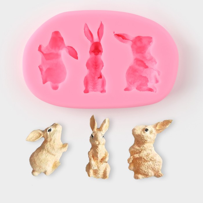 Молд Доляна «Кролик», силикон, 8×5×1 см, цвет МИКС