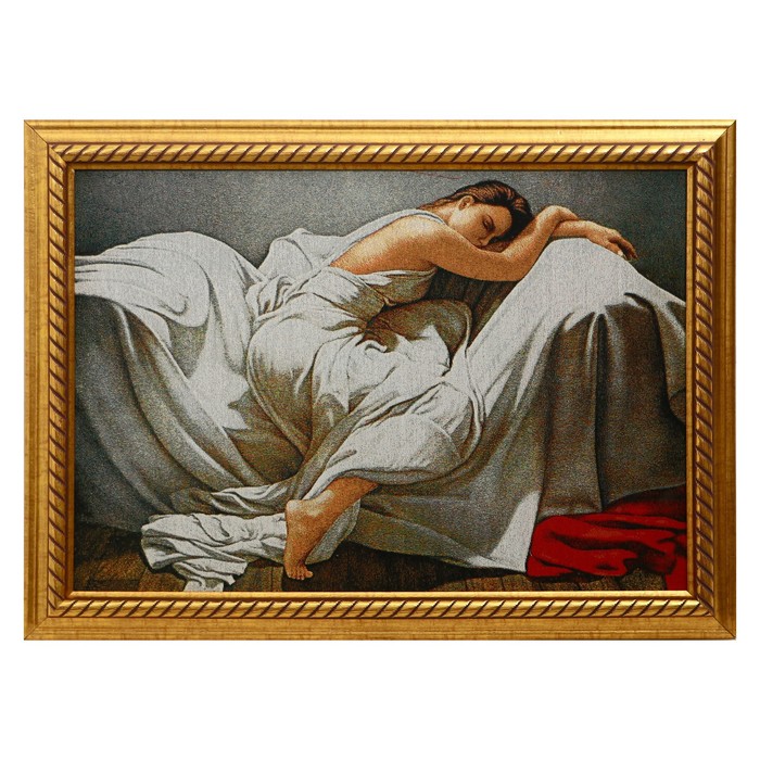 R130-40х57 Картина из гобелена Девушка в простыне 47х65