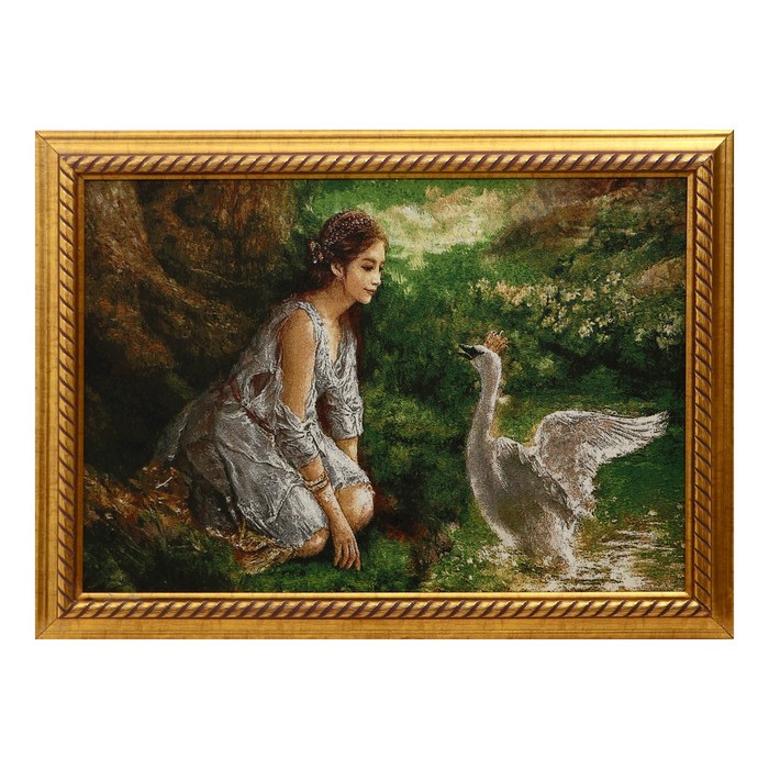 R260-40х57 Картина из гобелена Девушка и царевна-лебедь 47х65