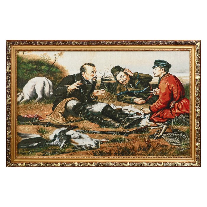 M012-50х80 Картина из гобелена "Охотники на привале" (57х87)