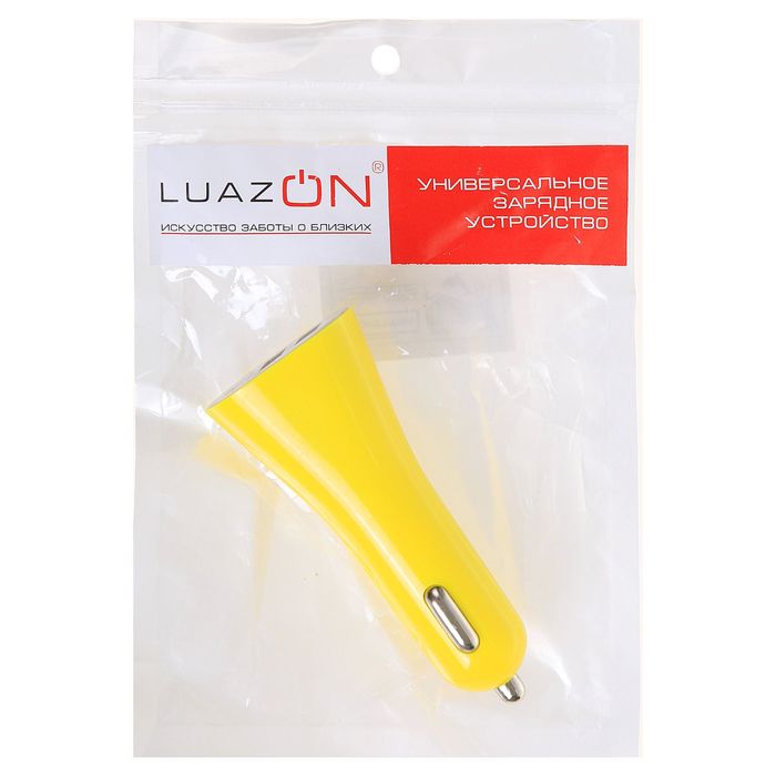 Автомобильное зарядное устройство, универсальное, 2 USB - 1,0А; 2,1A, 12-24V, МИКС