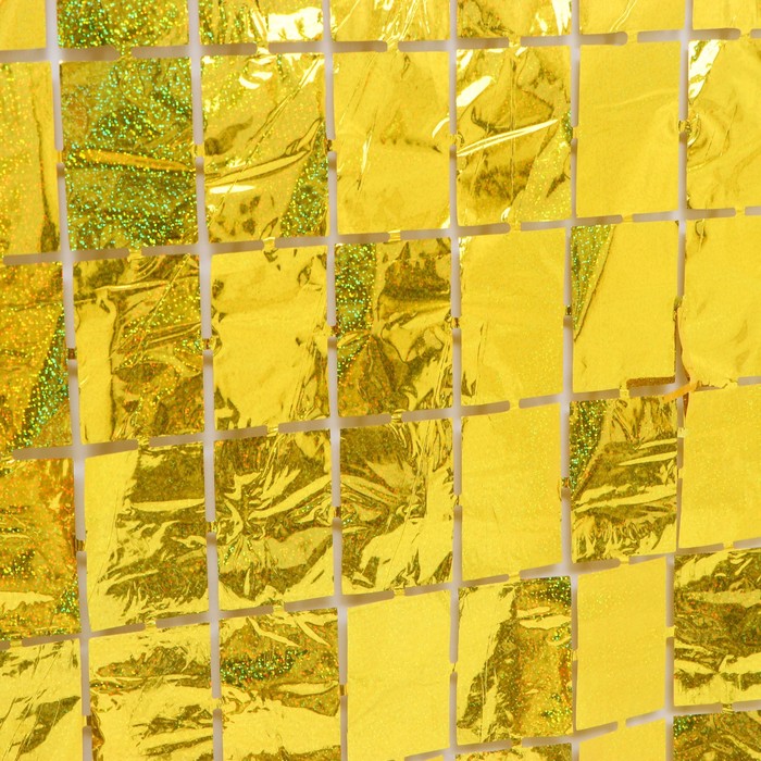 Праздничный занавес голография 100*200 см, цвет золотой