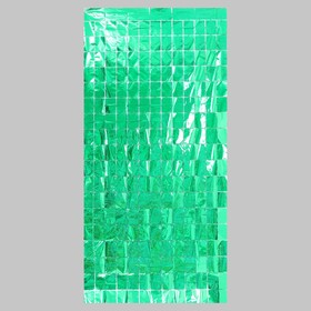 Праздничный занавес голография 100*200 см., цвет зелёный Ош