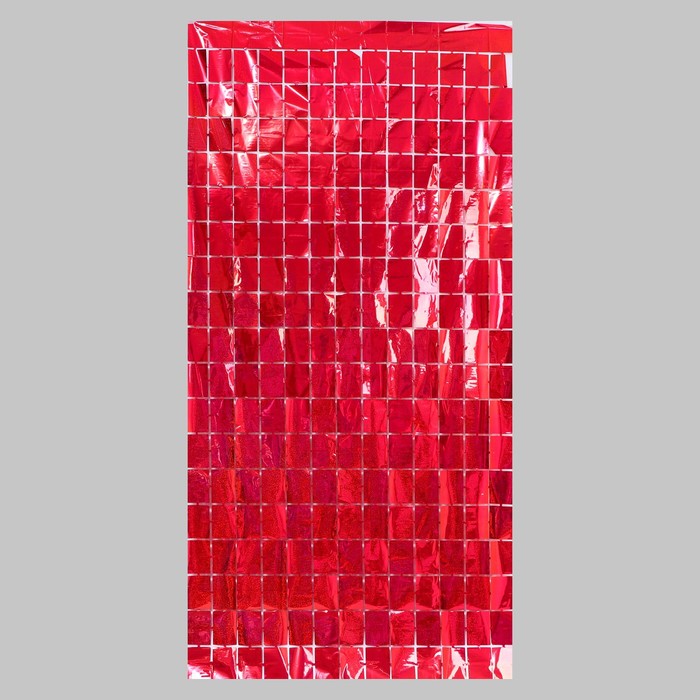 Праздничный занавес голография 100*200 см., цвет красный