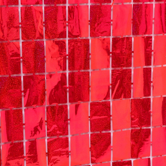 Праздничный занавес голография 100*200 см, цвет красный