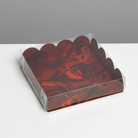 Коробка кондитерская с PVC-крышкой, упаковка, «Розы», 13 х 13 х 3 см
