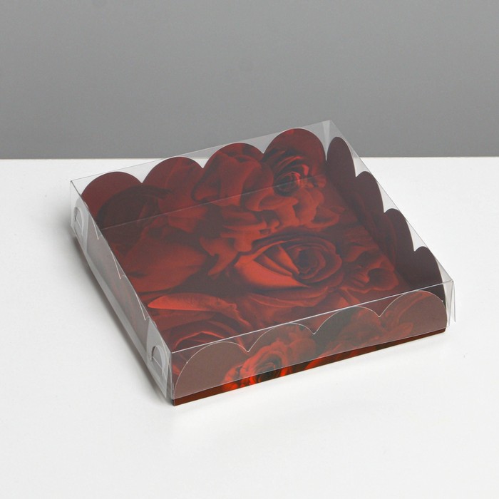 Коробка кондитерская с PVC-крышкой, упаковка, «Розы», 13 х 13 х 3 см коробка кондитерская с pvc крышкой приятных моментов 13 х 13 х 3 см