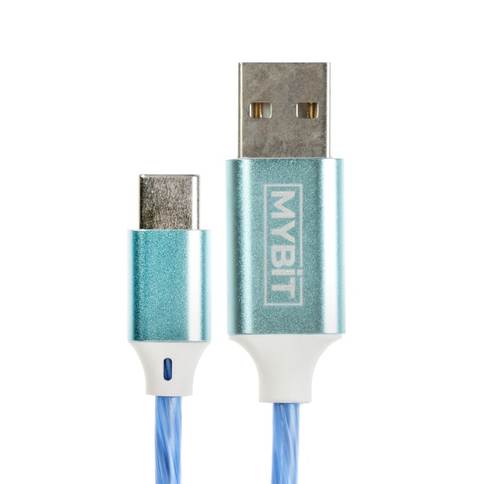 фото Кабель mybit, type-c - usb, динамическая led подсветка, 2 а, 1 м, только зарядка