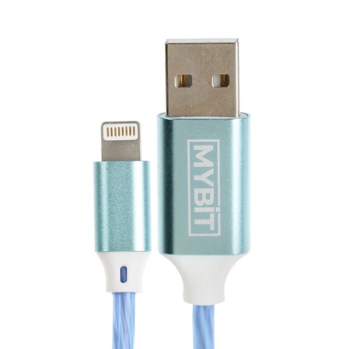 фото Кабель mybit, lightning - usb, динамическая led подсветка, 2 а, 1 м, только зарядка