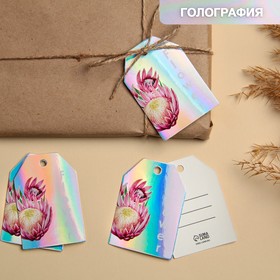 Открытка-шильдик на подарок «Цветы», голография 5 × 7 см Ош