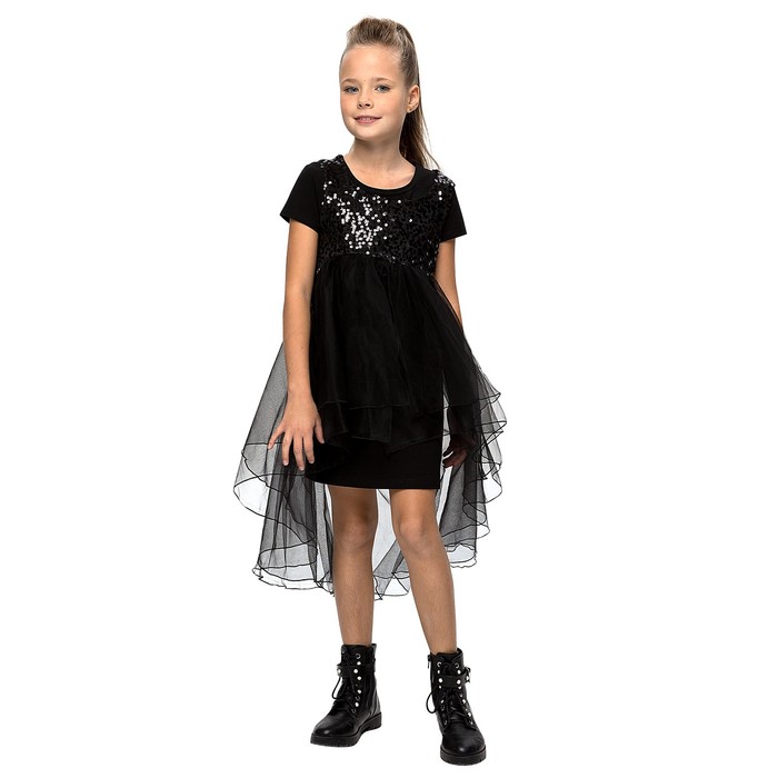 фото Платье для девочек, рост 164 см, цвет черный карамелли