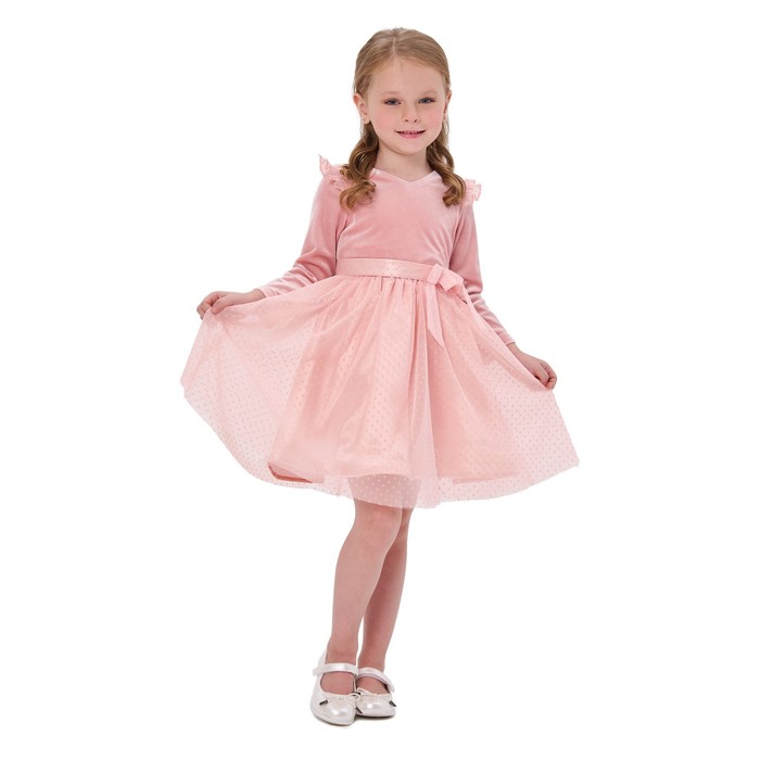 фото Платье для девочек, рост 110 см, цвет розовый карамелли