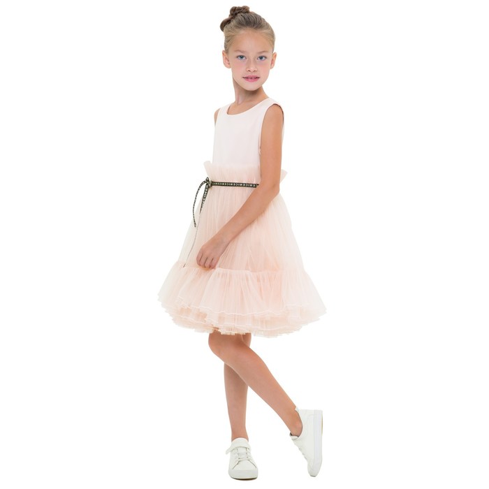 фото Платье для девочек, рост 128 см, цвет розовый карамелли