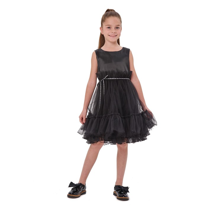 Платье для девочек, рост 140 см, цвет чёрный