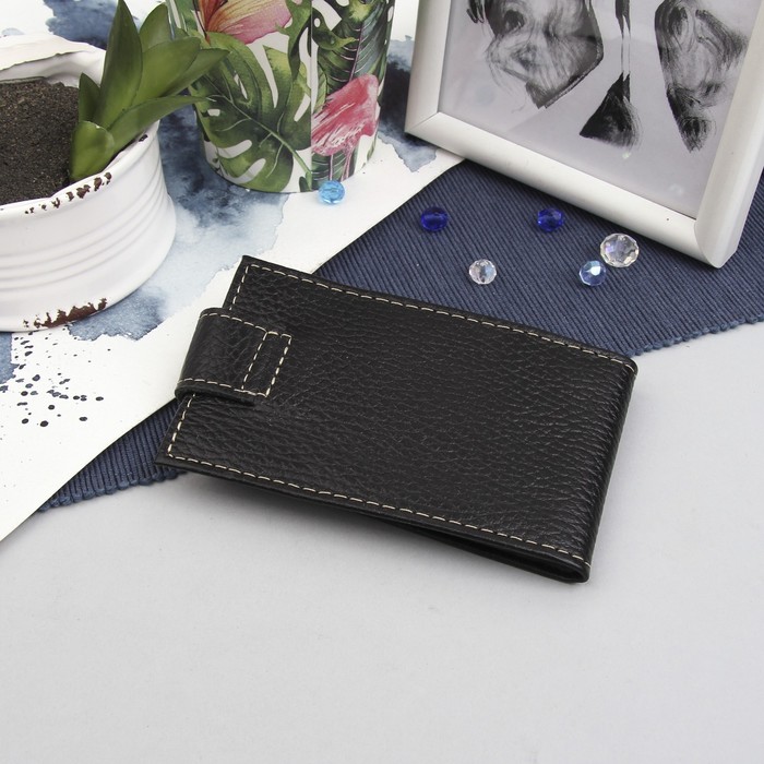 Визитница на кнопке, 1 ряд, 18 листов, цвет чёрный