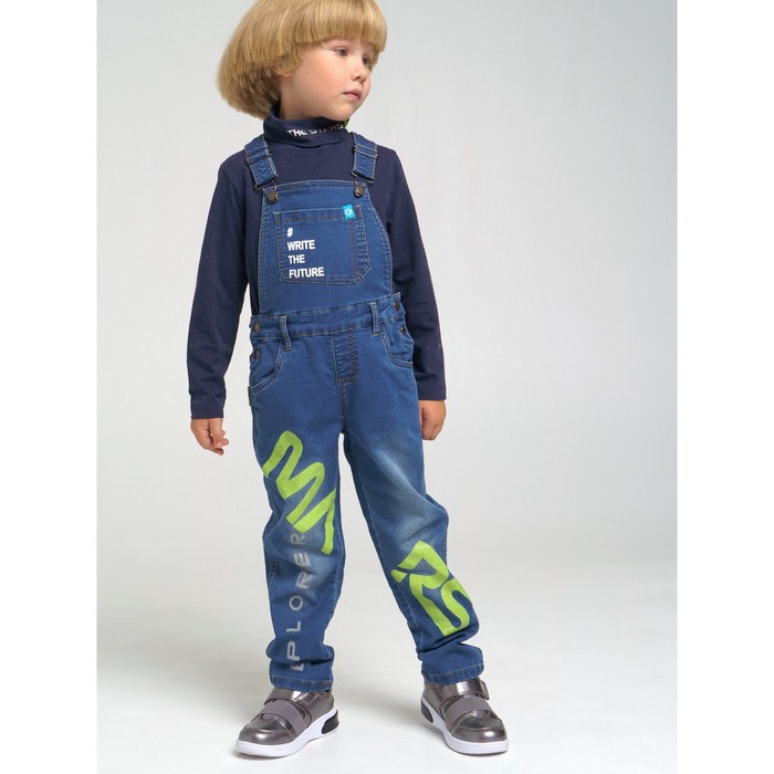 фото Джинсовый комбинезон для мальчика, рост 104 см, цвет синий playtoday