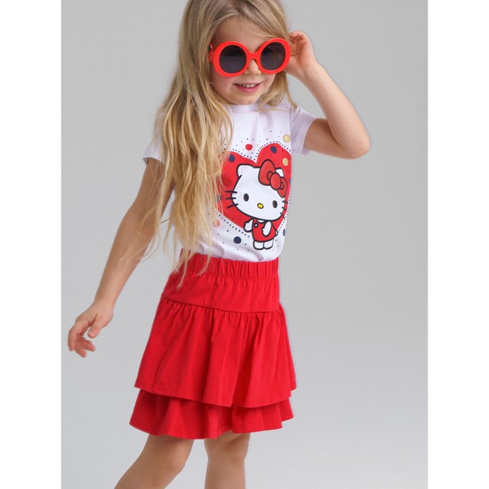 Комплект c принтом Hello Kitty: футболка и юбка для девочки, рост 104 см