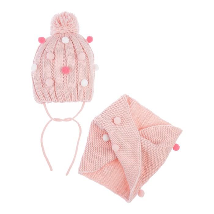 Комплект детский вязаный для девочки: шапка и снуд, размер 46 шапка и снуд комплект для девочки