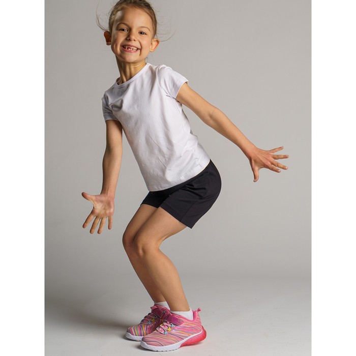 Комплект спортивный для девочки: футболка, шорты и мешок, рост 104 см