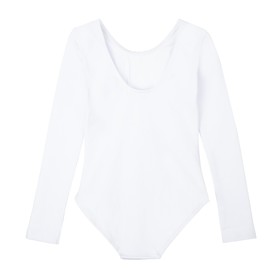 Купальник гимнастический с длинным рукавом для девочки, рост 110 см, цвет белый