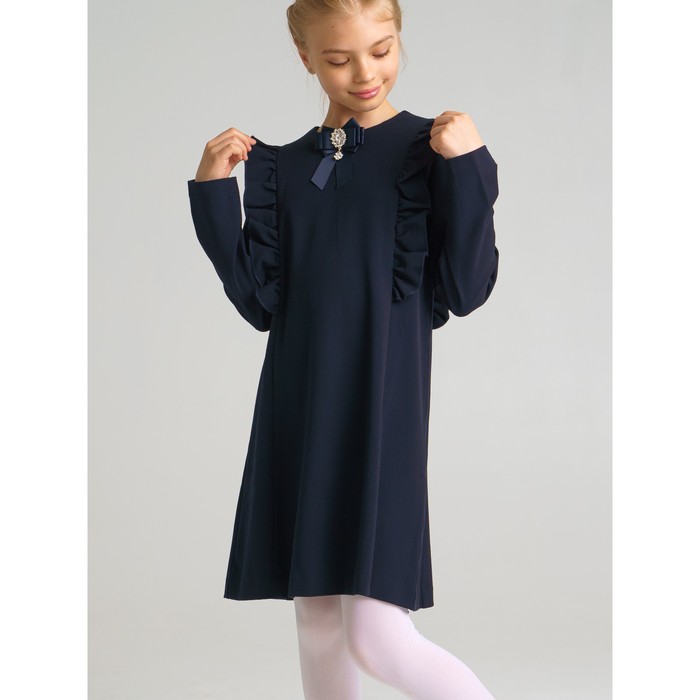 фото Платье текстильное для девочки, рост 146 см, цвет тёмно-синий playtoday