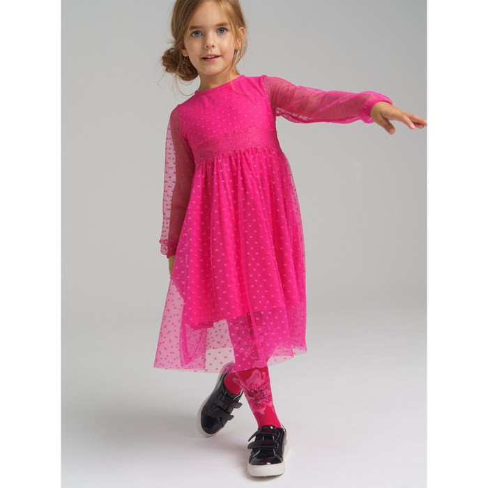 фото Платье трикотажное для девочки, рост 104 см, цвет фуксия playtoday