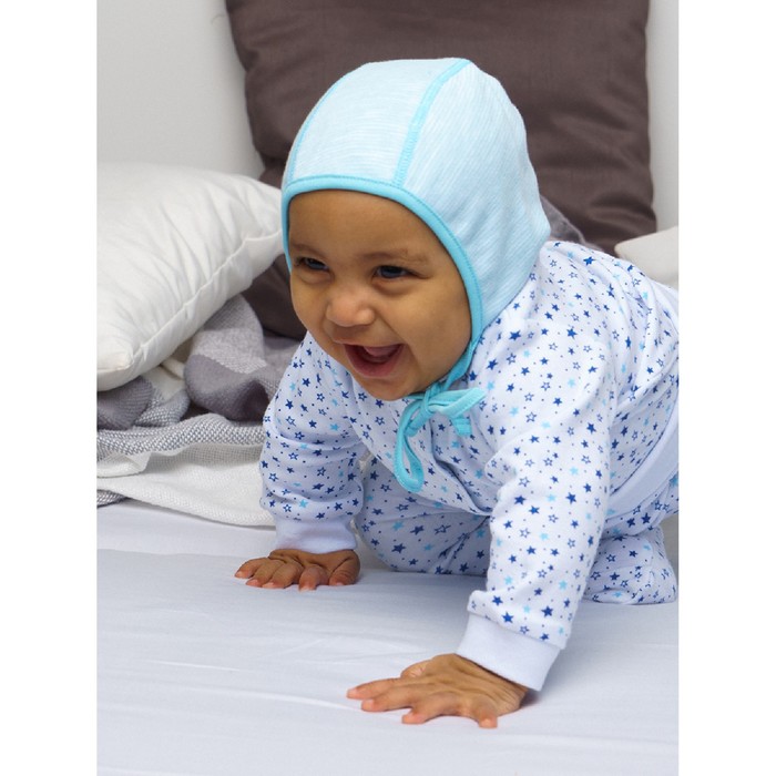 Чепчик трикотажный для мальчика, размер 40, цвет голубой - 2 шт.