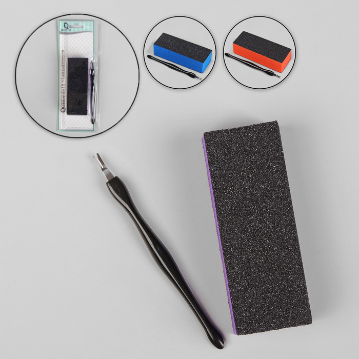 Набор маникюрный, 2 предмета, цвет сиренево-чёрный