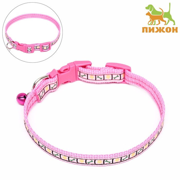 

Ошейник "Сердечки" 37 х1,5 см,ОШ 24-41, розовый