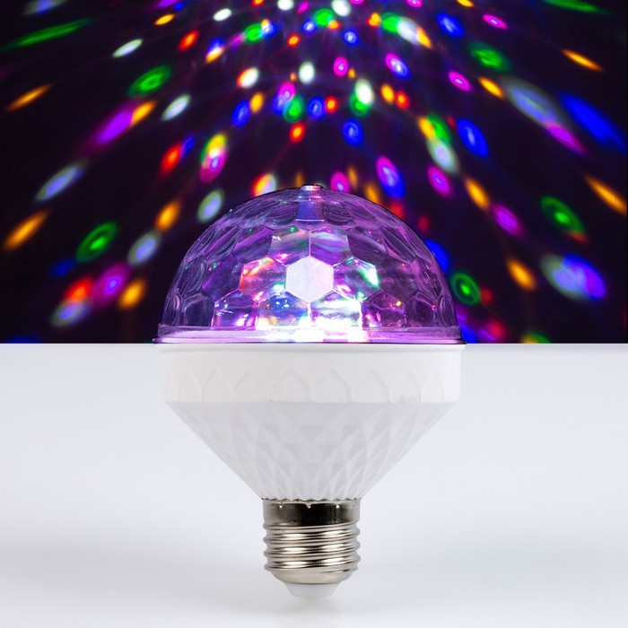 фото Лампа диско шар, d=8.5 см, 220v, вращение, цоколь е27, мульти luazon lighting