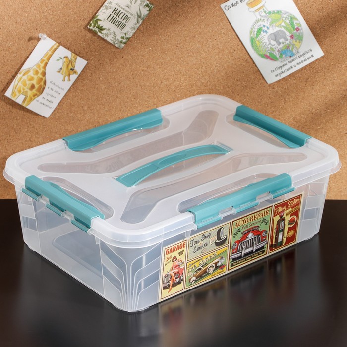 

Ящик для хранения с крышкой GRAND BOX, 10 л, 39×29×12,4 см, цвет МИКС