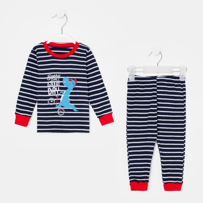 Пижама для мальчика, цвет синий/серый, рост 74-80 см